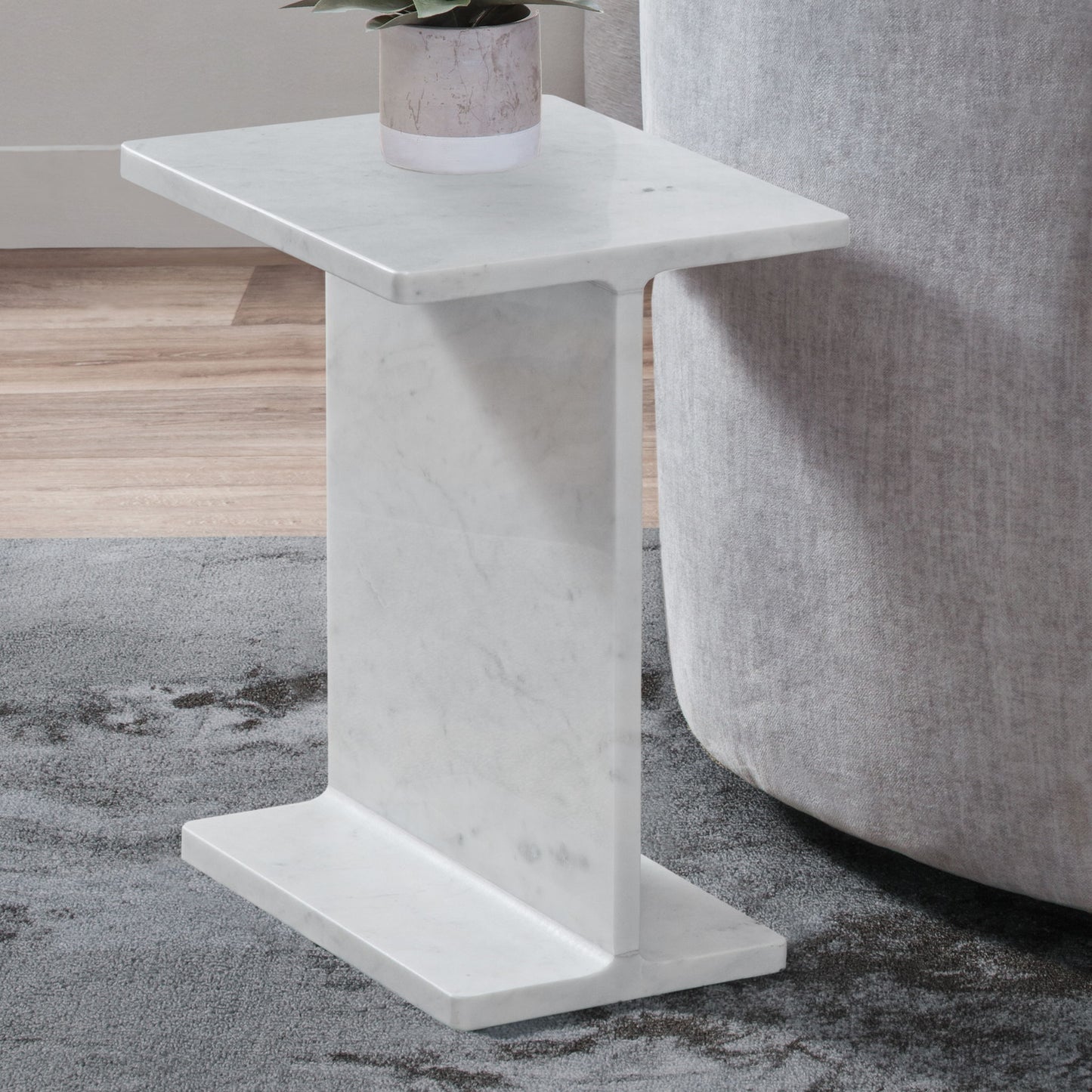 Irma - Marble End Table - I-Beam White