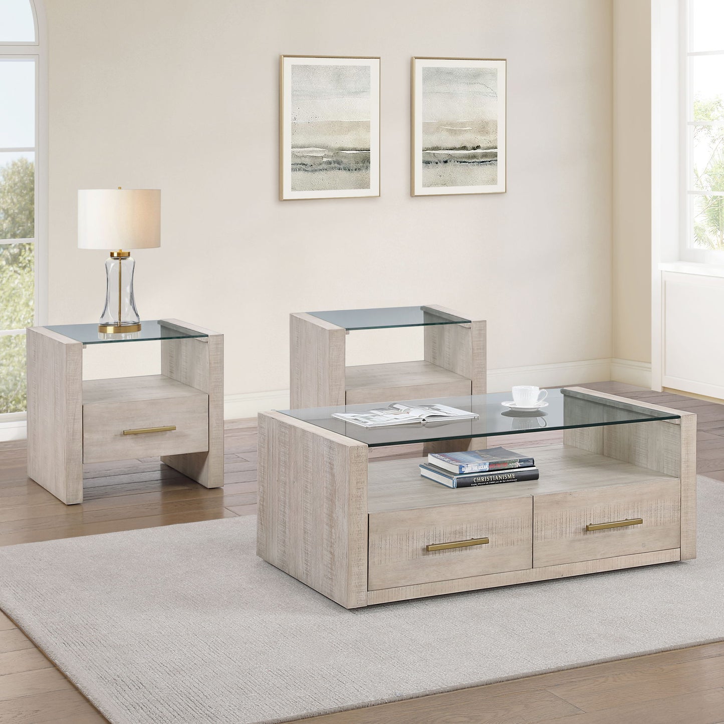 Garland - 3 Piece Table Set, Glass Top