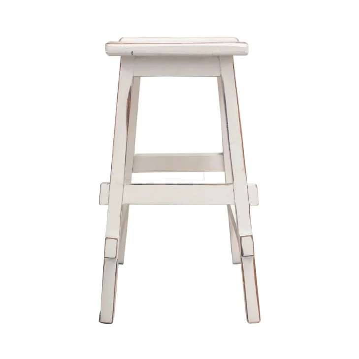 30” Saddle Barstool – Distressed White