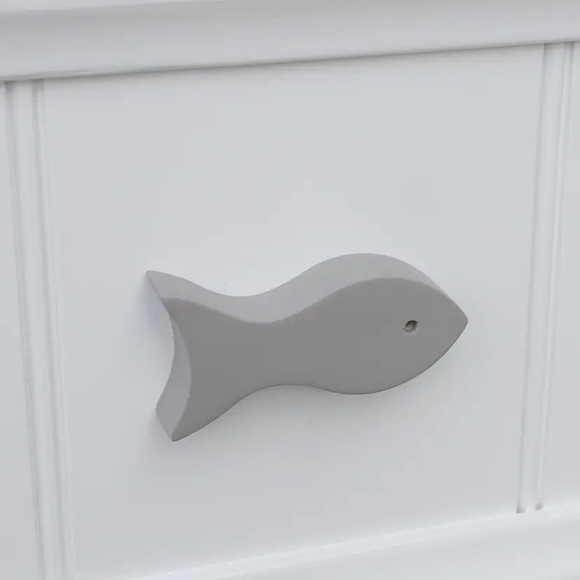 Fishtails Chest | 5 Drawer Two Tone White & Gray Coastal Chest