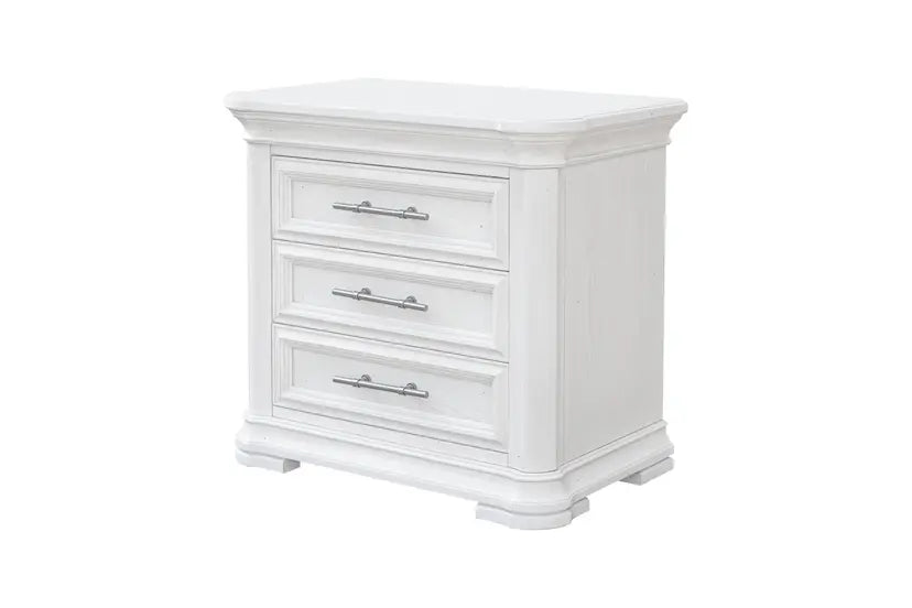 Savannah | 3 Drawer Nightstand - Coastal Distressed White