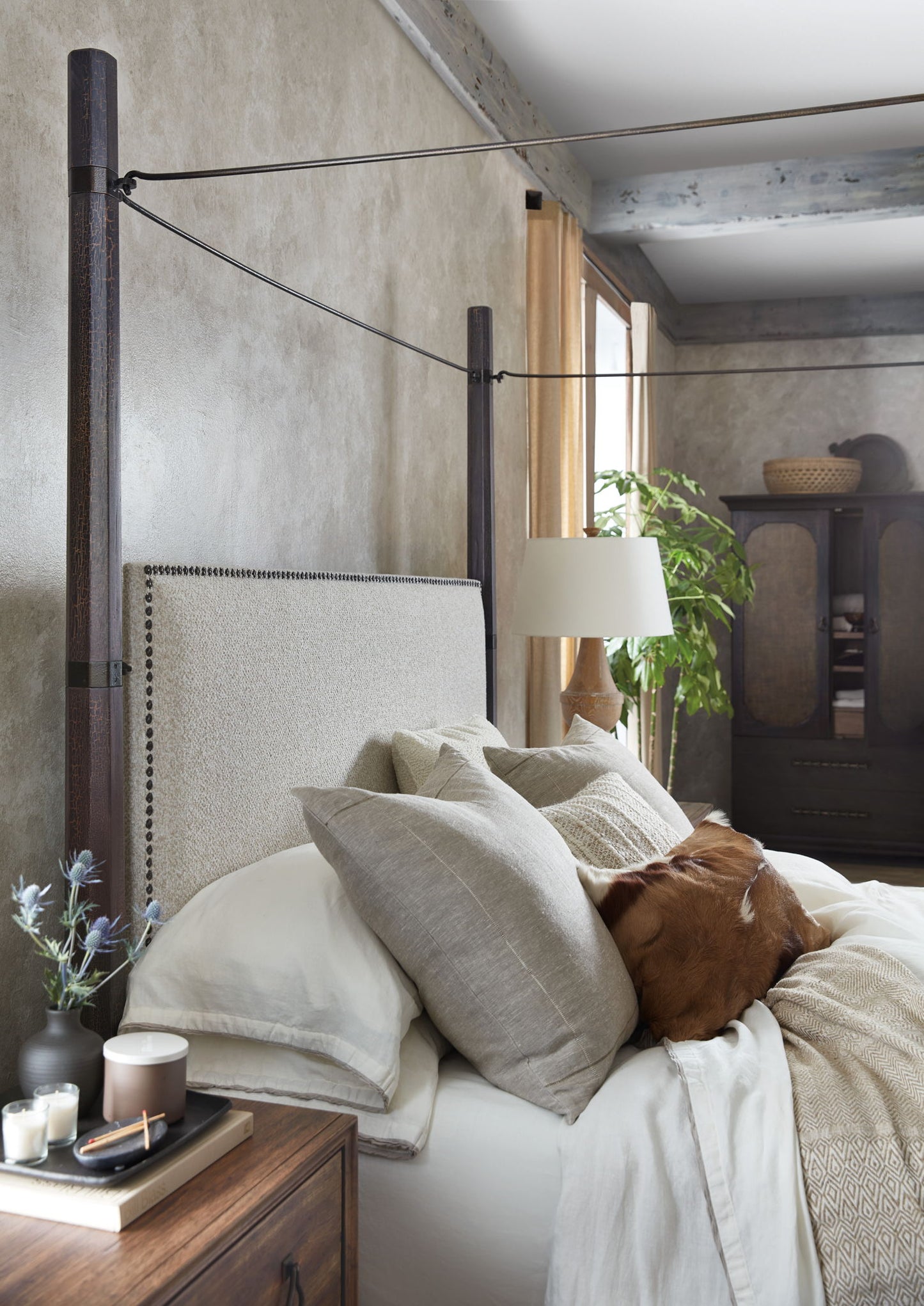 Big Sky - California King Poster Bed With Canopy - Black / Dark Brown