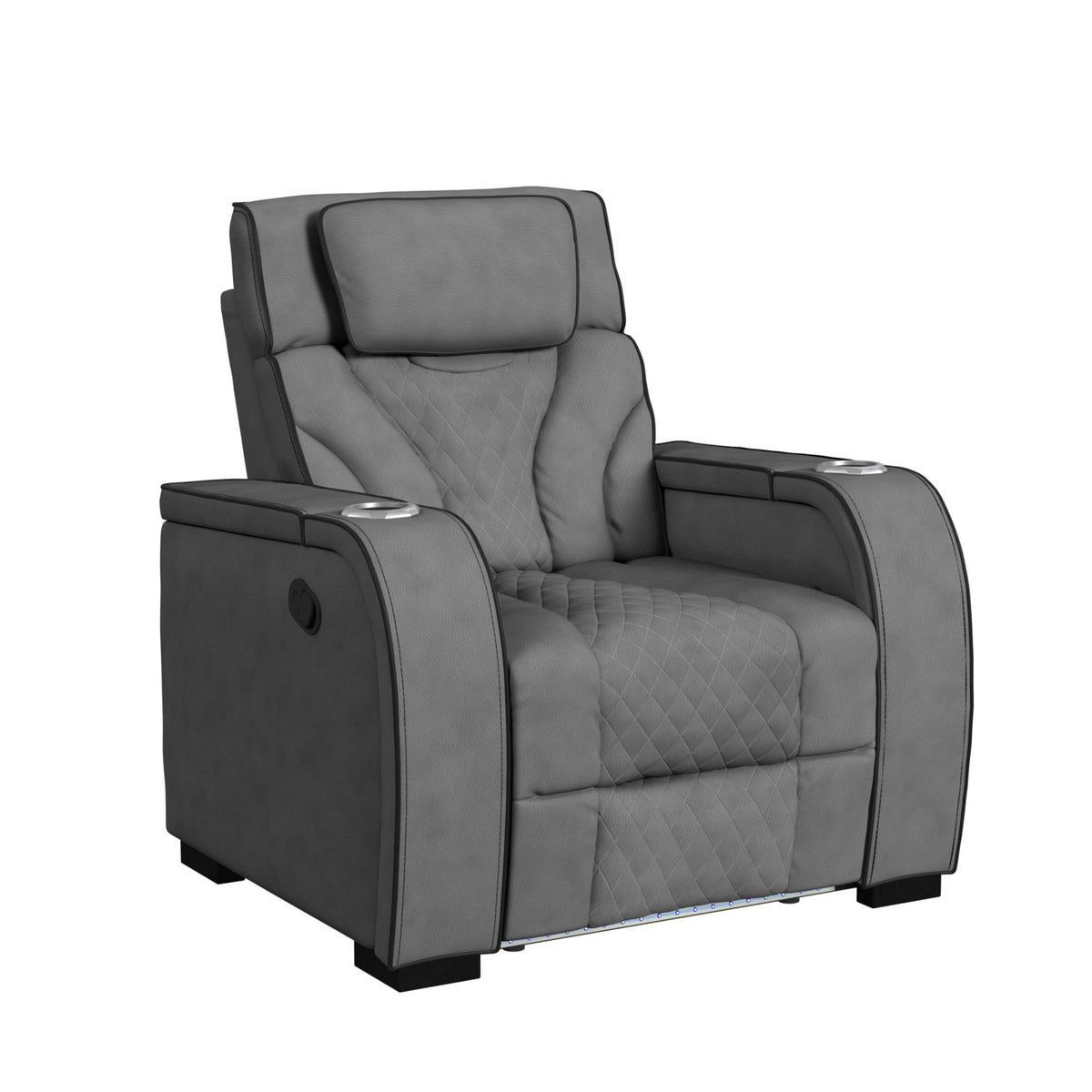 Blitz - Motion Recliner With LED - Simba Slate And Black Welt – King's ...