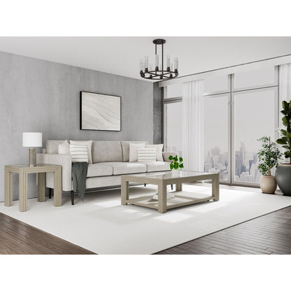 Wilde - Square Glass Top End Table - Light Brown