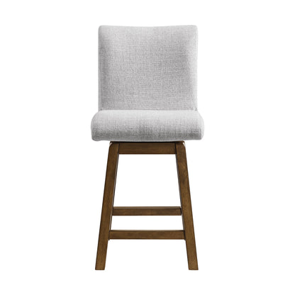 Carmela - Swivel Counter Chair (Set of 2) - Brown / Light Gray Linen