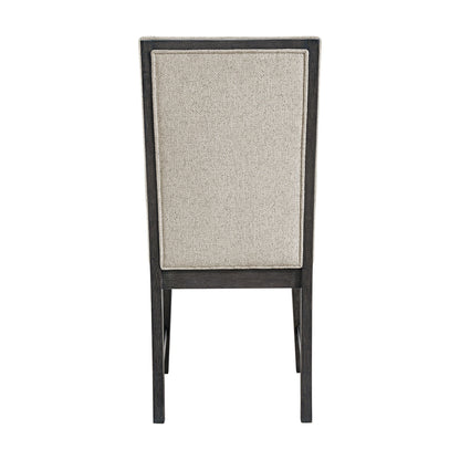 Axel - 5 Piece Standard Height Dining Set (Round Table And Four Fabric Chairs) - Espresso / Light Gray