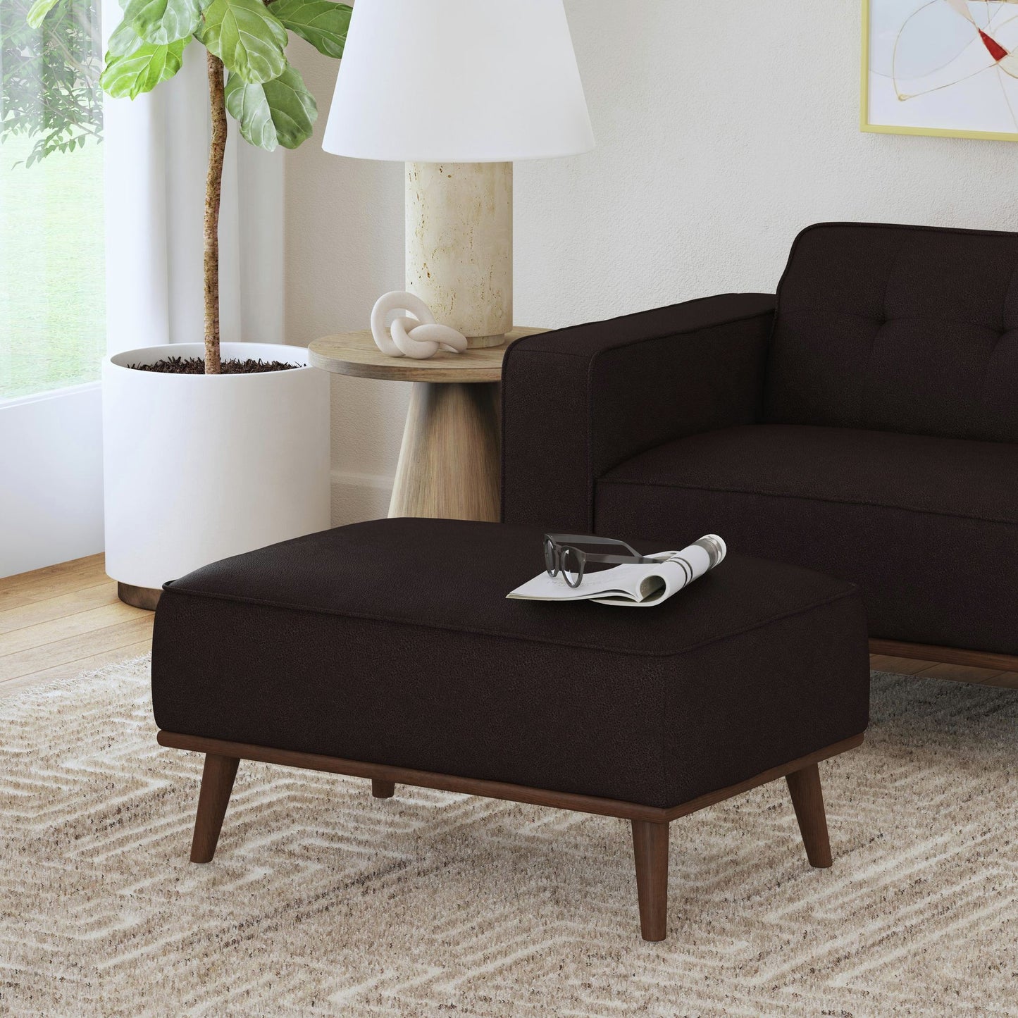 Destiny - Ottoman With Wood Base
