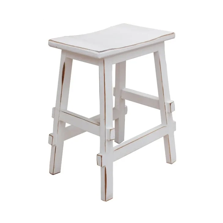 30” Saddle Barstool – Distressed White