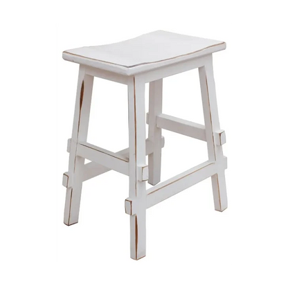 30” Saddle Barstool – Distressed White