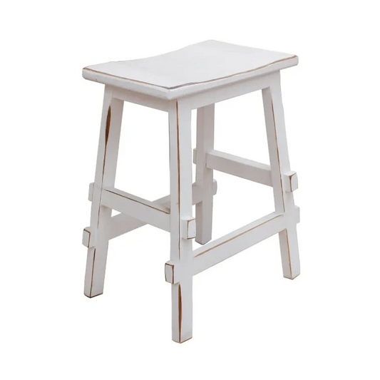 30” Saddle Barstool – Distressed White