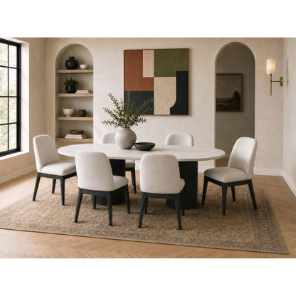 Sylvie - 7 Piece Standard Height Dining Set (Oval Table And Six Chairs) - Black With Grain