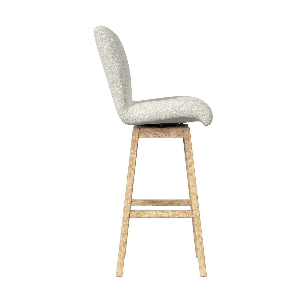 Cambrie - Upholstered Swivel Bar Stool With Boucle (Set of 2) - Beige / Natural