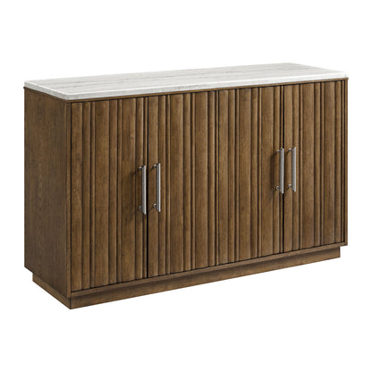 Carmela - Server With White Marble, Power And USBC - Brown