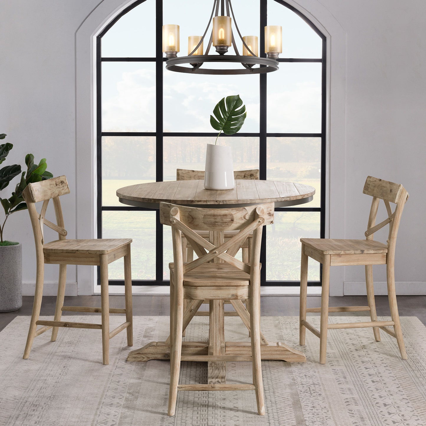 Callista - Round Counter Height 5 Piece Dining Set (Table And Four Stools) - Beach
