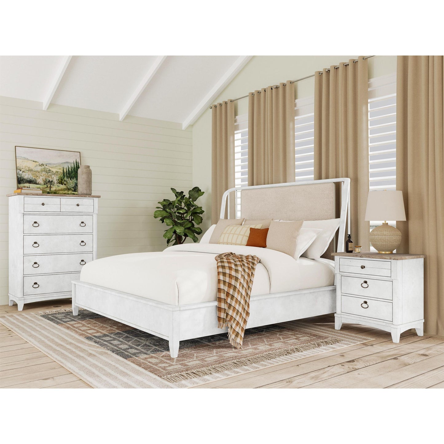 Maddox - Queen Upholstered Spindle Bed - White