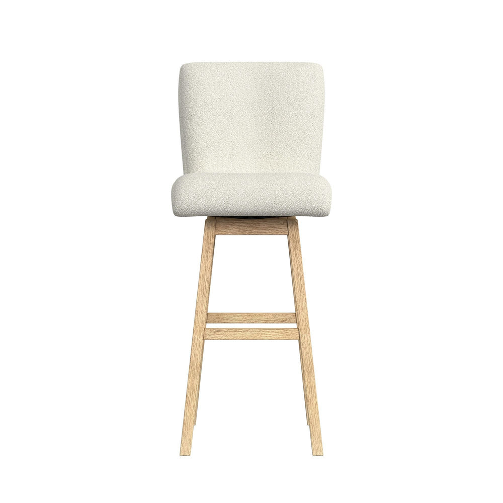 Cambrie - Upholstered Swivel Bar Stool With Boucle (Set of 2) - Beige / Natural