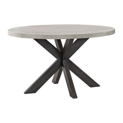 Axel - 5 Piece Standard Height Dining Set (Round Table And Four Fabric Chairs) - Espresso / Light Gray