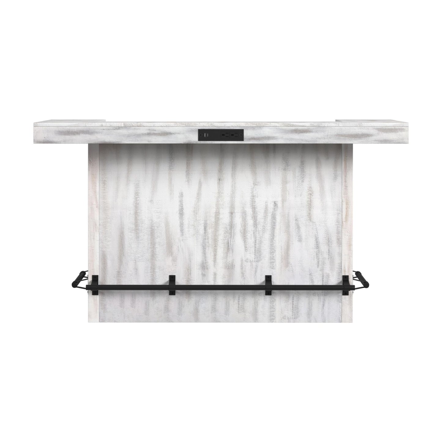 Rogen Rustic - Bar Table With Ice Tray, USB And Power - Rustic White