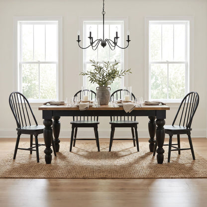 Heritage - Rectangular Dining Table With 18" Leaf - Oak Brown And Black