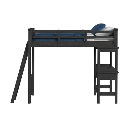 Hampton Kids - Loft Bed With Ladder And Desk With Speaker