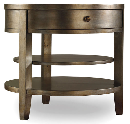 Sanctuary - 1-Drawer Round Lamp Table - Visage / Dark Brown