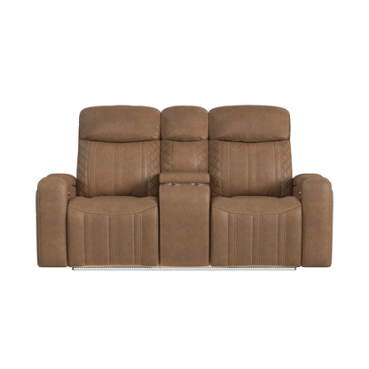 Side Kick - Loveseat With Console, Cupholders And White Led Light - Simba Saddle