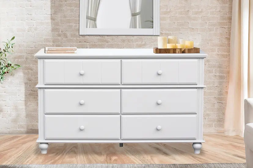 Abacoa | 6 Drawer Dresser w/ Mirror Option - White