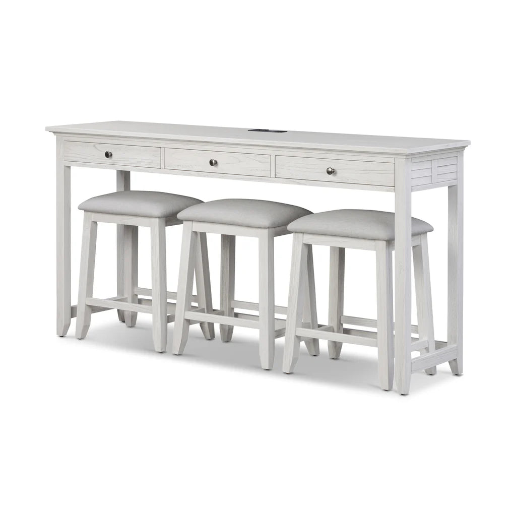 Surfside | 3-Drawer Console w/ Power and 3 Stools