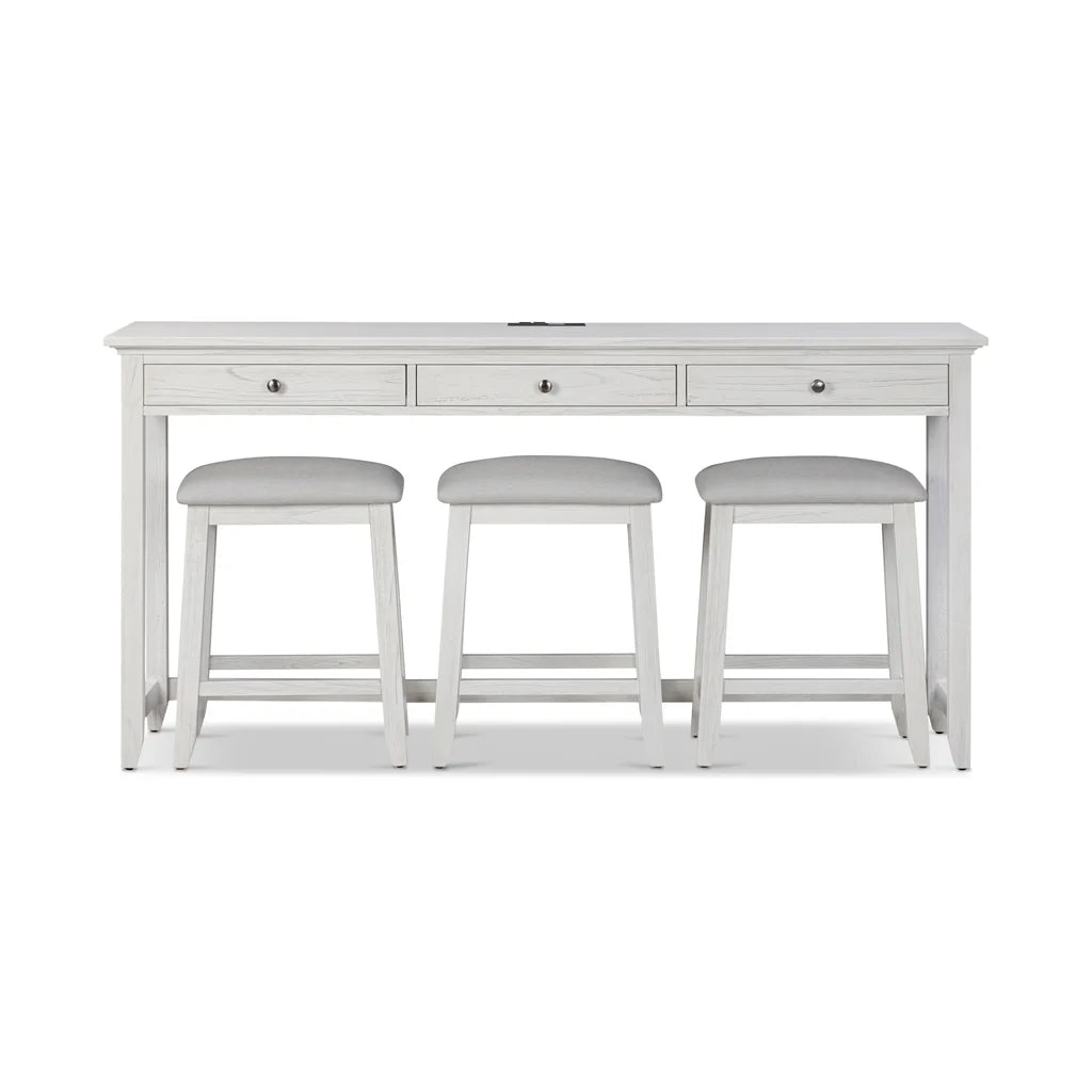 Surfside | 3-Drawer Console w/ Power and 3 Stools