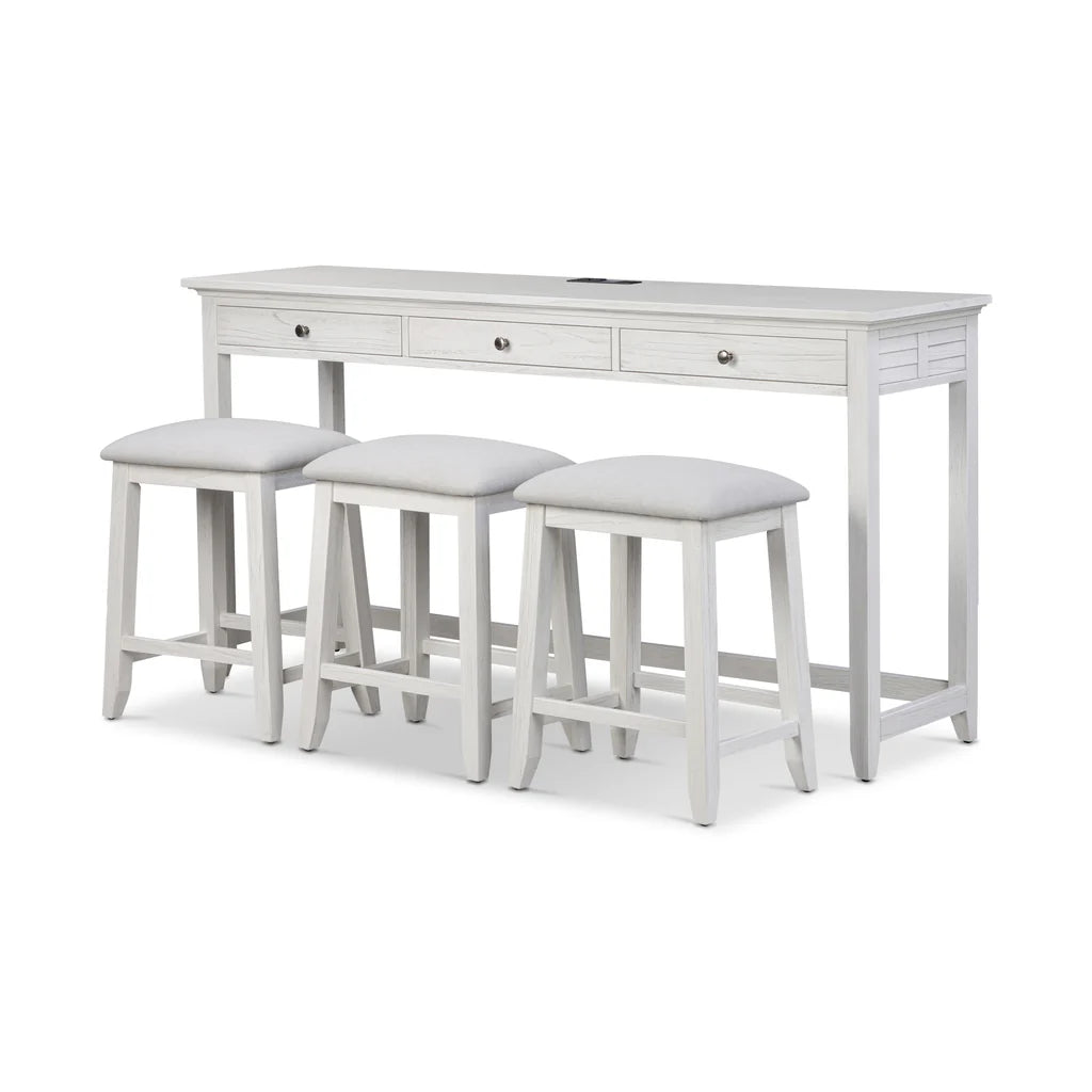 Surfside | 3-Drawer Console w/ Power and 3 Stools