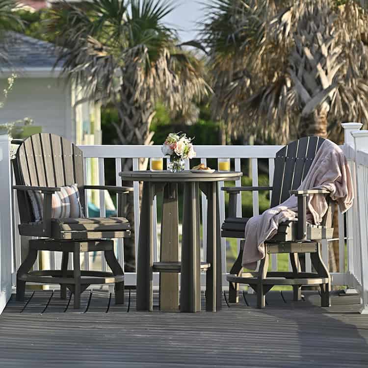 Outdoor Bundle | Adirondack Balcony Swivel Set w/ 36" Balcony Table