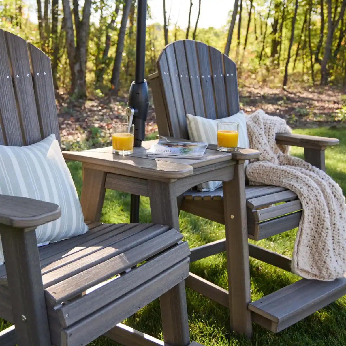 Outdoor Bundle | Adirondack Balcony With Tete-a-Tete Table Set