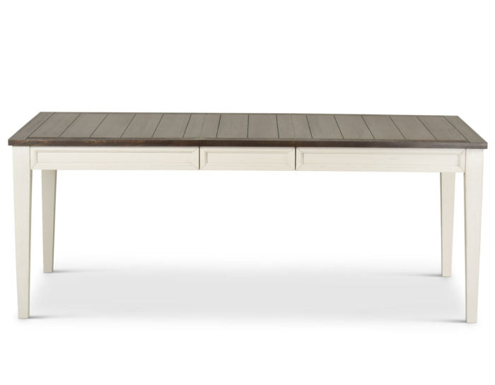 Cayla | 64-80 inch Table w/16″ Leaf – Dark Oak & White