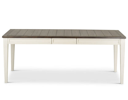 Cayla | 64-80 inch Table w/16″ Leaf – Dark Oak & White