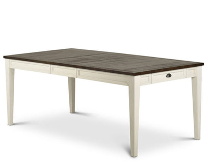 Cayla | 64-80 inch Table w/16″ Leaf – Dark Oak & White
