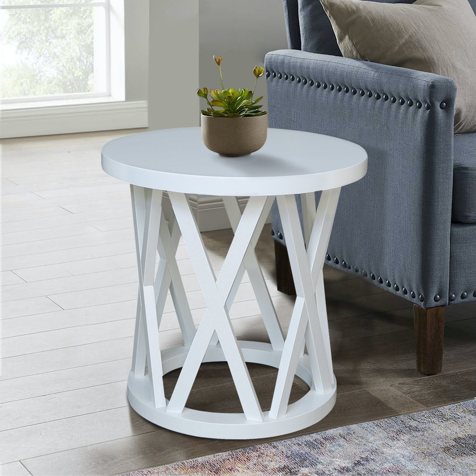 Destinations | Ceylon Round End Table - Pure White