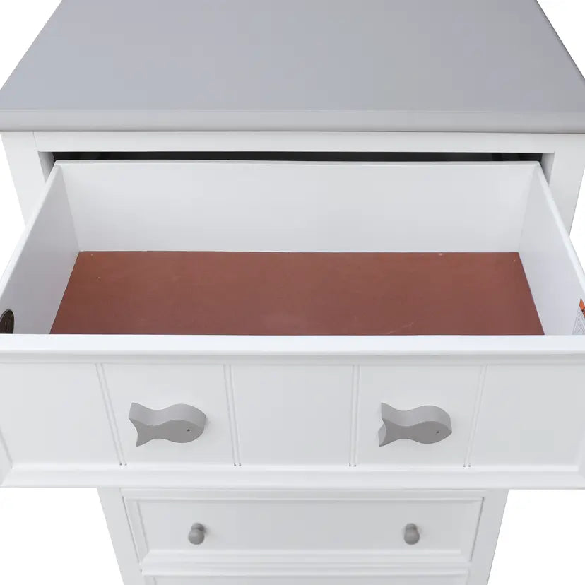 Fishtails Chest | 5 Drawer Two Tone White & Gray Coastal Chest