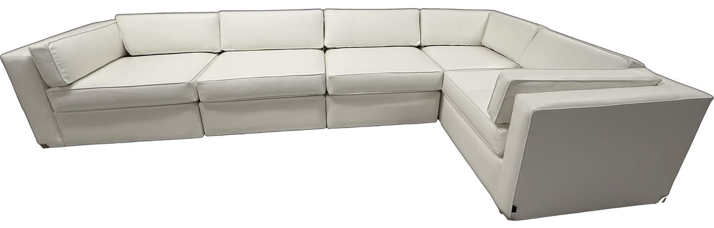 Kenzie Sectional | 4 Piece Layout Upholstered in Challenger Mystic White