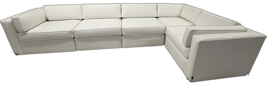 Kenzie Sectional | 4 Piece Layout Upholstered in Challenger Mystic White