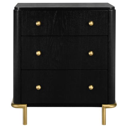 Arini | 3-Drawer Nightstand – Sand Wash or Black Finish | Coastal Contemporary Design