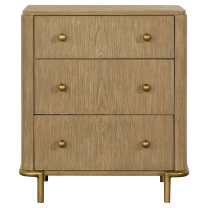 Arini | 3-Drawer Nightstand – Sand Wash or Black Finish | Coastal Contemporary Design