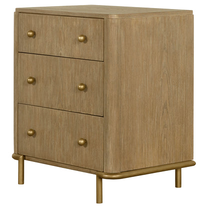 Arini | 3-Drawer Nightstand – Sand Wash or Black Finish | Coastal Contemporary Design