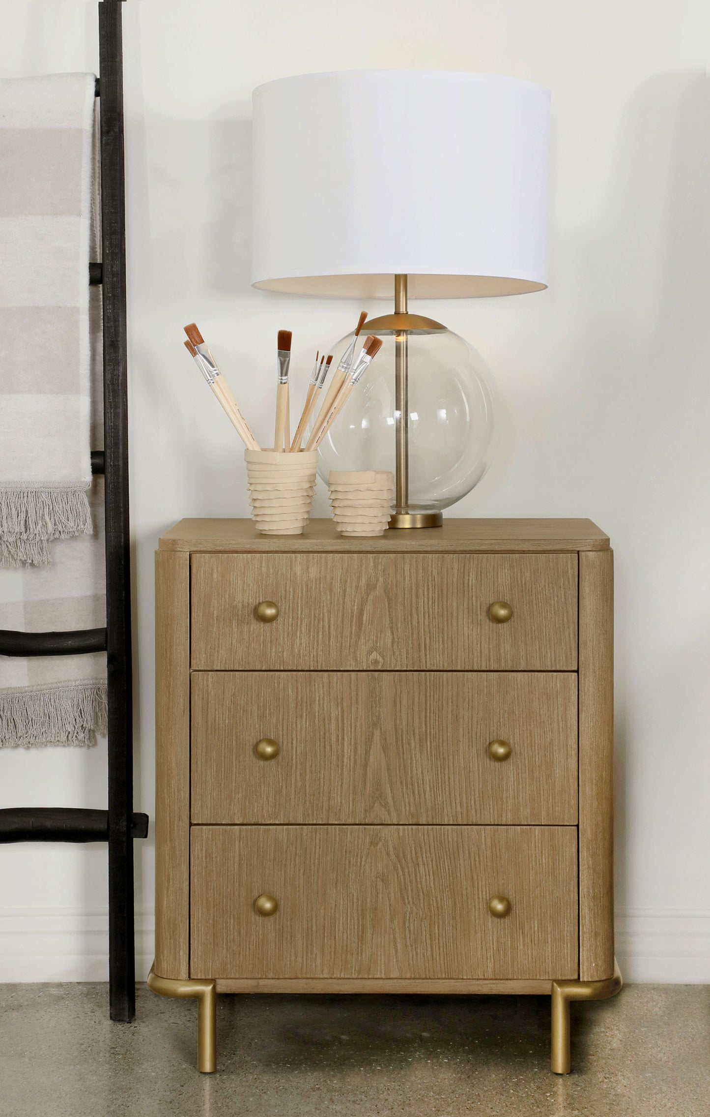 Arini | 3-Drawer Nightstand – Sand Wash or Black Finish | Coastal Contemporary Design