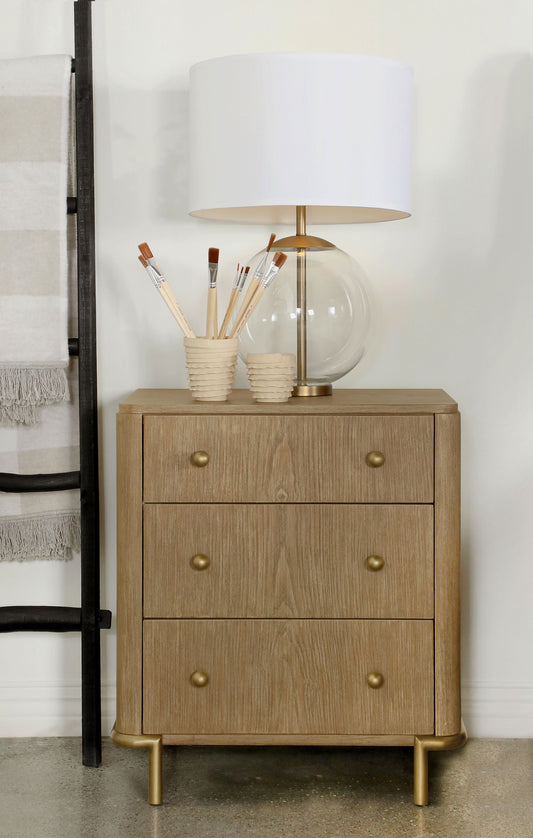 Arini | 3-Drawer Nightstand – Sand Wash or Black Finish | Coastal Contemporary Design