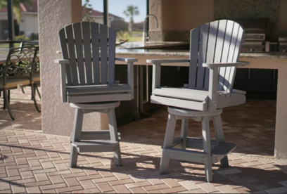 Outdoor Bundle | 2 Swivel Dining Chairs &  30" Round Table Set- Bar Height