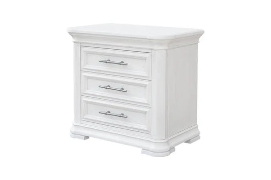 Savannah | 3 Drawer Nightstand - Coastal Distressed White