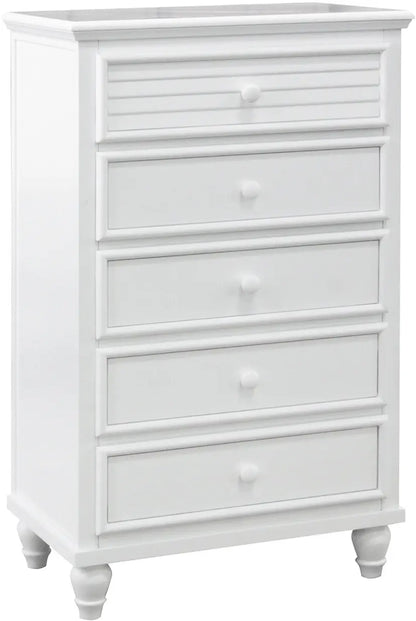 Sunset 5-Drawer Chest – White Coastal Bedroom Storage