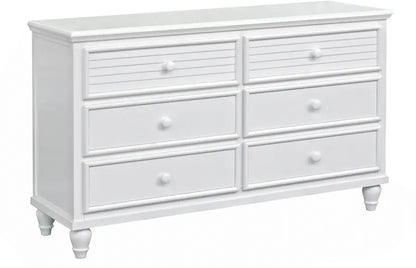 Sunset | 6 Drawer Dresser – Coastal White Finish