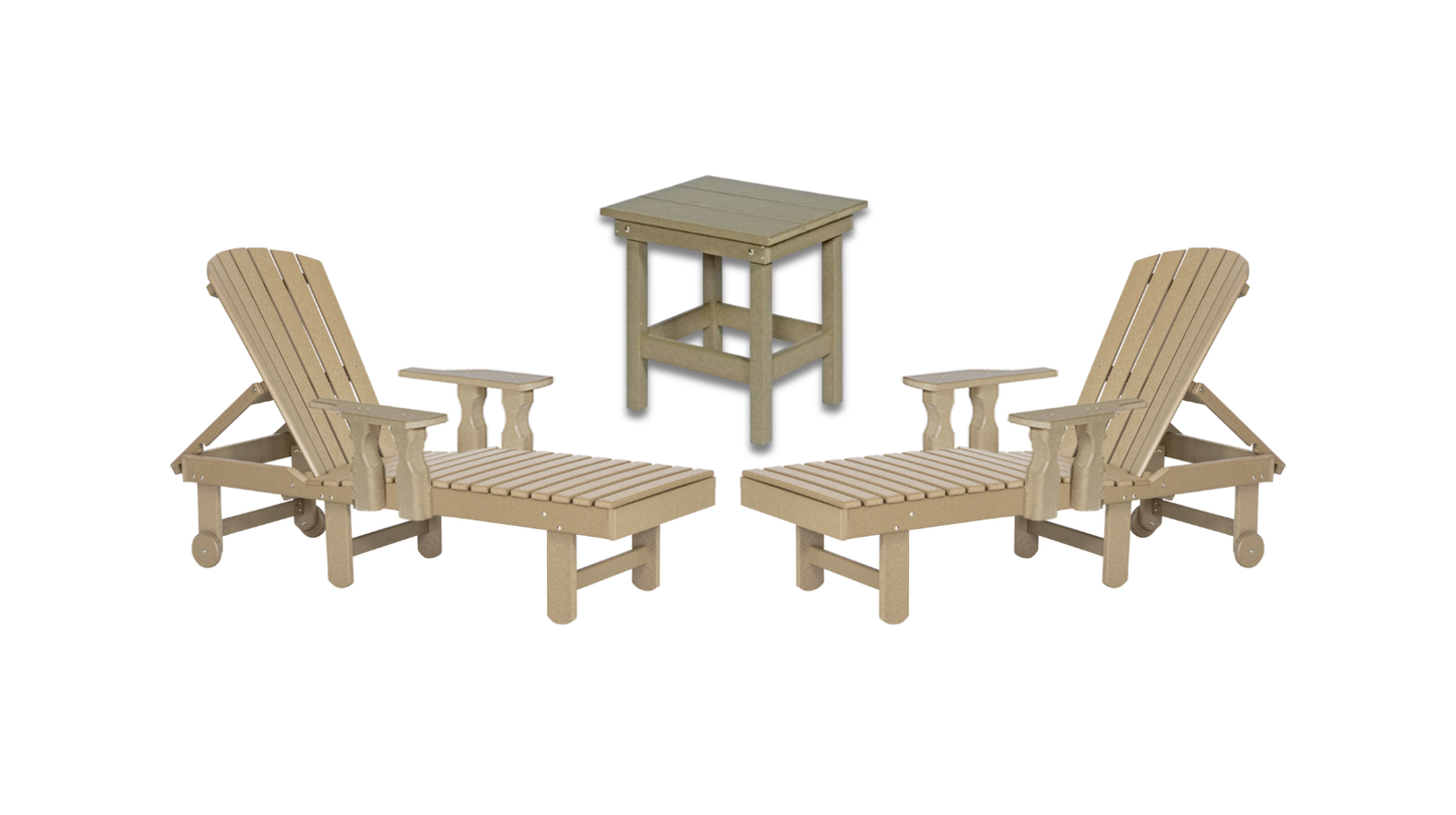 Outdoor Lounge Bundle | Fanback Lounge w/ 19" Square Table Set