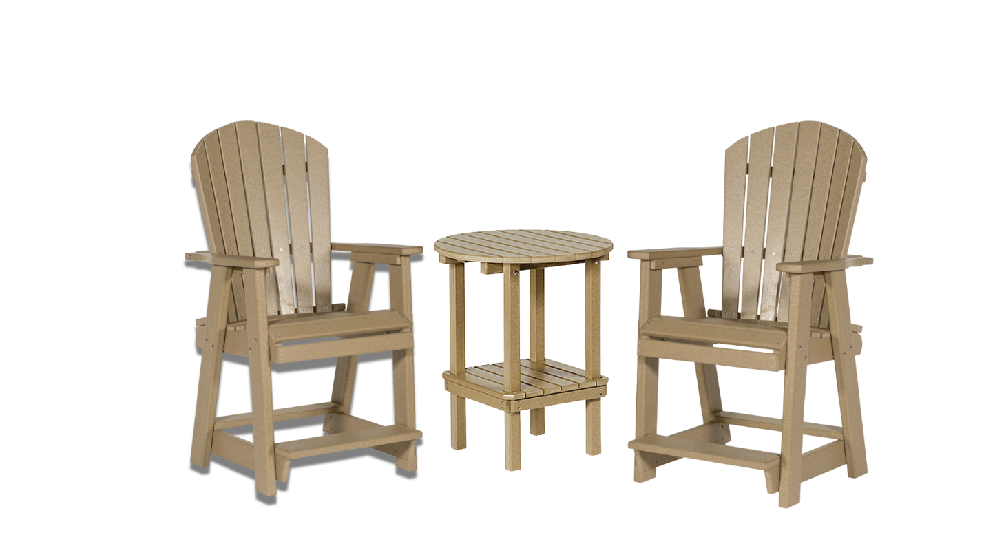 Outdoor Bundle | 3 Piece Balcony Chair & Double Tier Set - Counter Height